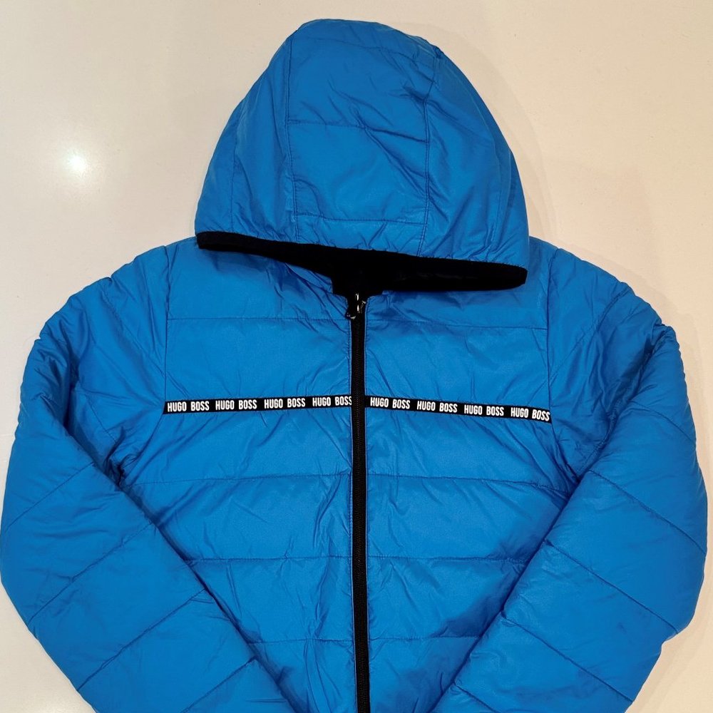 Hugo Boss - Boys Reversible Puffer Jacket w/ Hood (Blue/Black) - Size 12